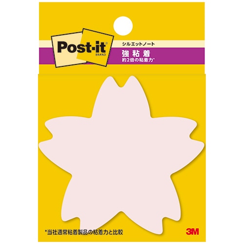 3M ポスト・イット 強粘着シルエットノート 66×69mm サクラ SSS-CHU 1パック(3冊)/パック(ご注文単位1パック)【直送品】