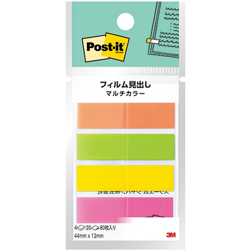 3M ポスト・イット フィルム見出し マルチカラー6 44×12mm 688MC-6N 1パック(4冊)/パック(ご注文単位1パック)【直送品】