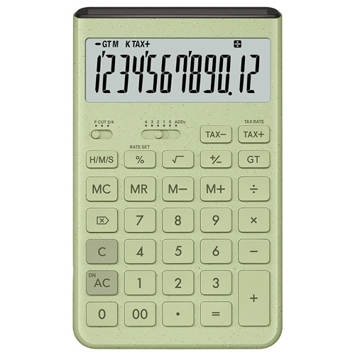 カシオ Comfy デザイン電卓 12桁 ジャストタイプ グレイッシュグリーン JT-200T-GN-N 1台（ご注文単位1台）【直送品】