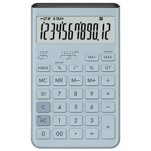 カシオ Comfy デザイン電卓 12桁 ジャストタイプ グレイッシュブルー JT-200T-BU-N 1台（ご注文単位1台）【直送品】