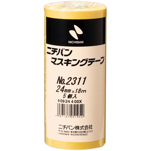 ニチバン マスキングテープ No.2311 24mm×18m 厚み0.092mm 2311H-24 1パック(5巻)/パック（ご注文単位1パック）【直送品】