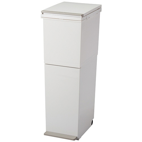 アスベル 分別ペダル2段スリム 38L ホワイト A6605 1台/個（ご注文単位1個）【直送品】