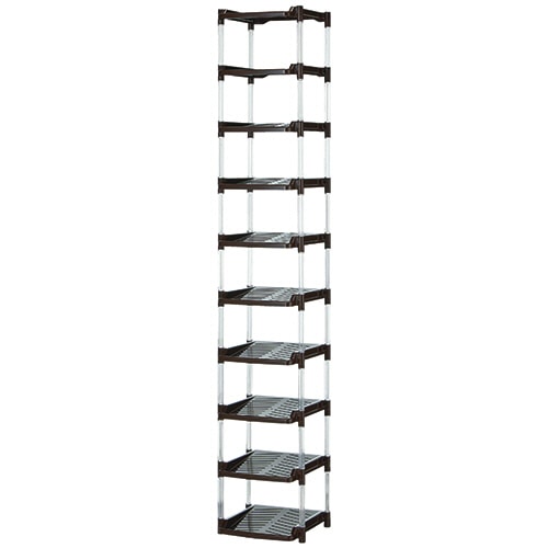 平和工業 たっぷり収納シューズラック (袋入り仕様) 10段 ブラウン 213624 1台（ご注文単位1台）【直送品】