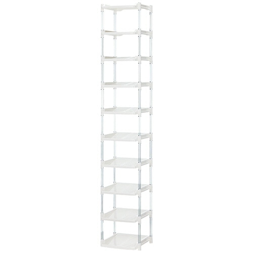 平和工業 たっぷり収納シューズラック (袋入り仕様) 10段 ホワイト 253309 1台（ご注文単位1台）【直送品】