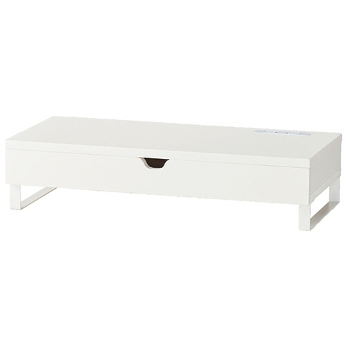 COM STYLING コンセント付モニターラック 引き出し付 幅560×高さ130mm ホワイト MRD-01WH 1台（ご注文単位1台）【直送品】