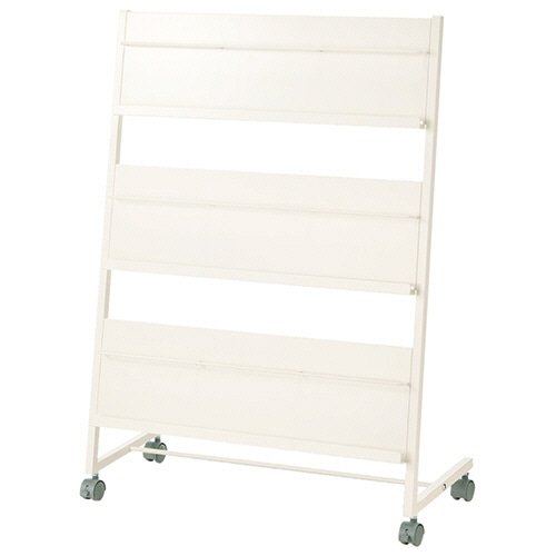 トヨダプロダクツ パンフレットスタンド 3段 ホワイト キャスター付 PS-740T3(W) 1台（ご注文単位1台）【直送品】