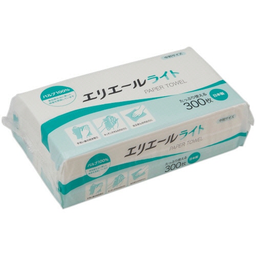 大王製紙 エリエール パルプペーパータオルライト レギュラー 300枚/パック 1セット(50パック)/セット（ご注文単位1セット）【直送品】