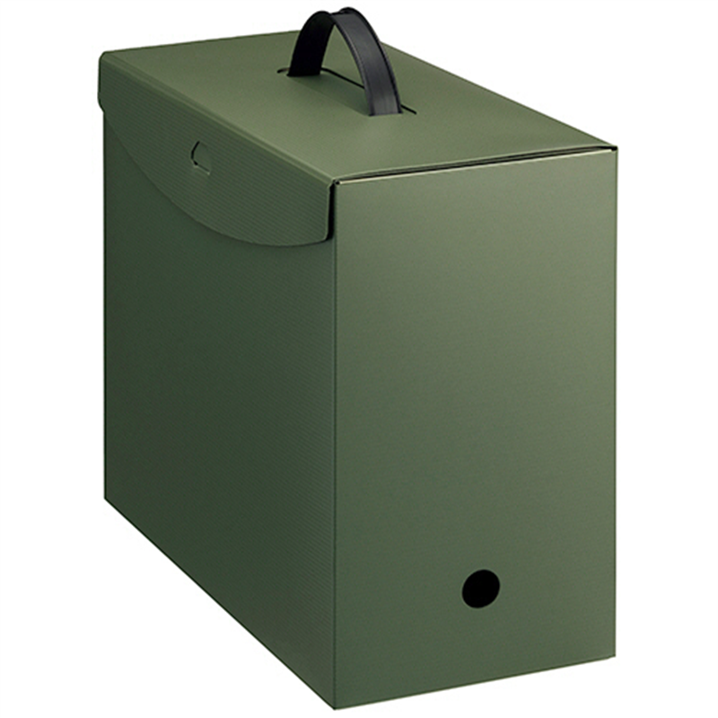ライオン事務器 ボックスファイル スマフィ A4 フタ・取っ手付き 背幅152mm モスグリーン BF-42S 1個（ご注文単位1個）【直送品】