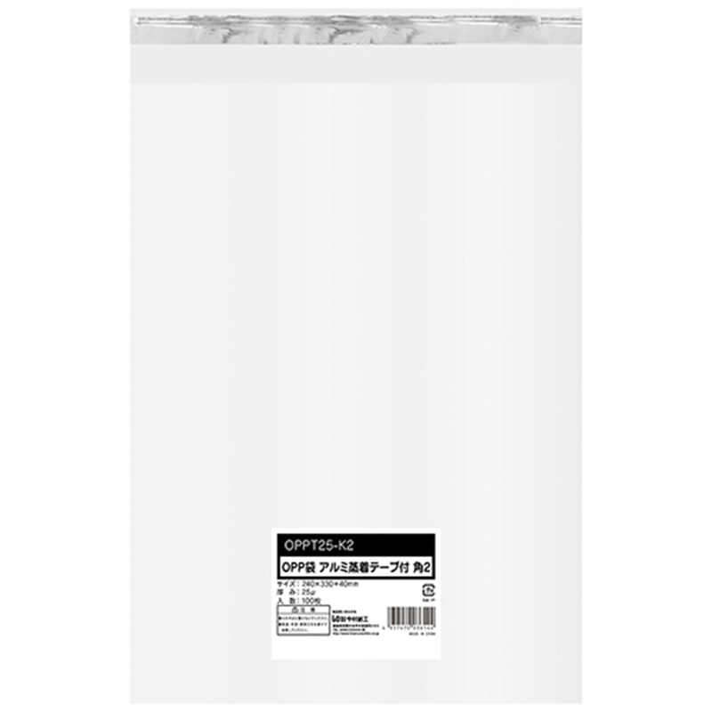 今村紙工 OPP袋 テープ付 角2 240×330+40mm 0.025mm厚 OPPT25-K2 500枚/セット（ご注文単位1セット）【直送品】