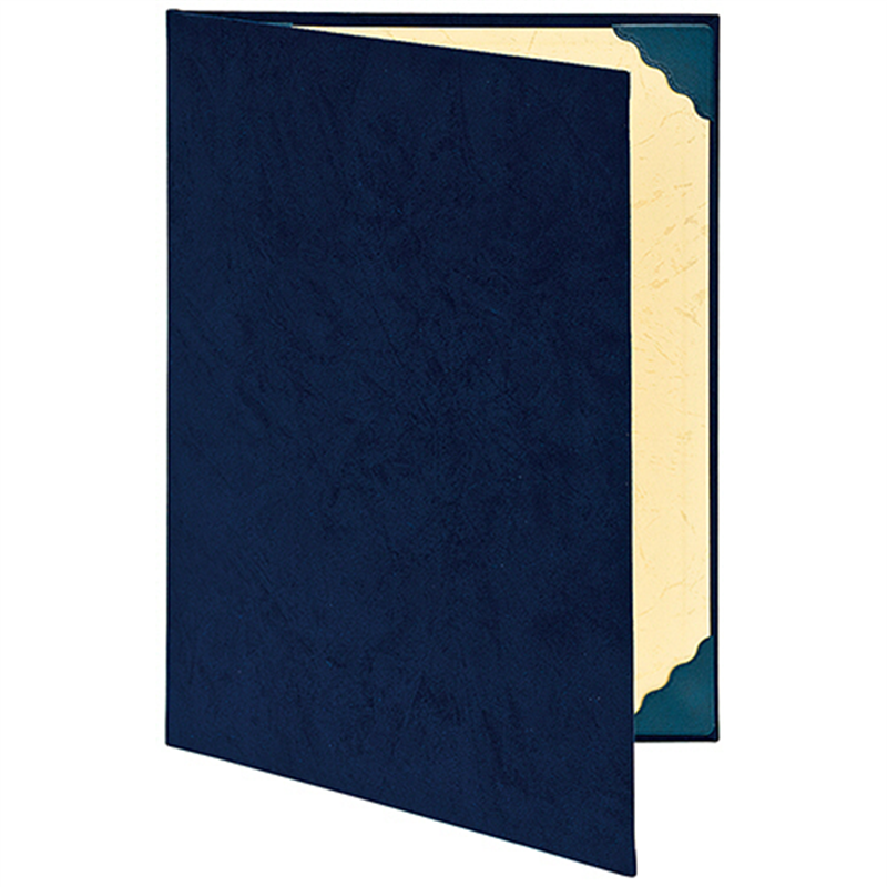 ナカバヤシ 証書ファイル 布クロス スエード調 A4 二つ折り 紺 FSS-A4-B 1冊（ご注文単位1冊）【直送品】