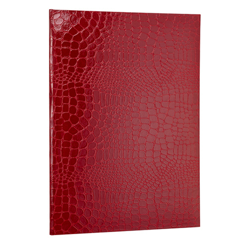 ナカバヤシ 証書ファイル 紙製クロス クロコダイル柄 ツヤ A4 二つ折り 透明コーナー貼付けタイプ レッド FSPT-A4C-R 1冊（ご注文単位1冊）【直送品】