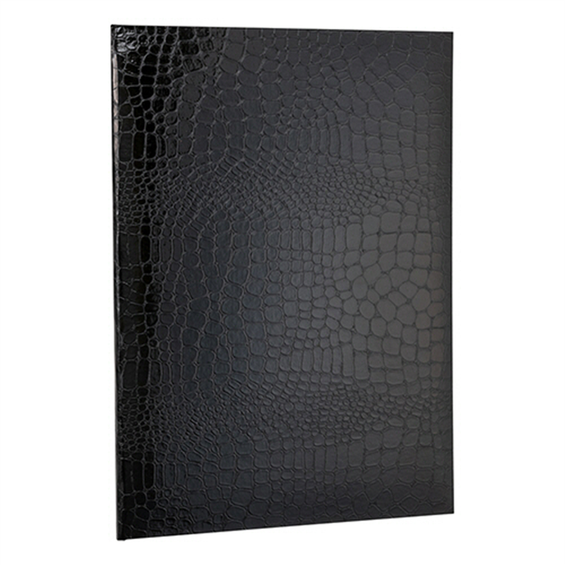 ナカバヤシ 証書ファイル 紙製クロス クロコダイル柄 ツヤ A4 二つ折り 透明コーナー貼付けタイプ ブラック FSPT-A4C-D 1冊（ご注文単位1冊）【直送品】