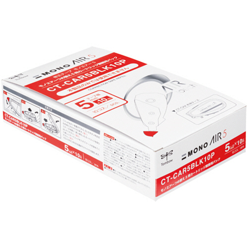 トンボ鉛筆 修正テープ モノエアー つめ替えタイプ用カートリッジ 紙箱入り 5mm幅×10m CT-CAR5BLK10P 10個/1箱（ご注文単位1箱）【直送品】