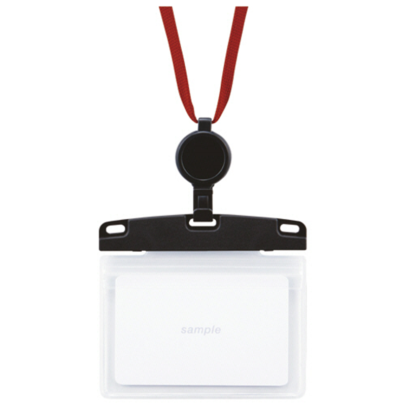 オープン工業 吊下げ名札 リール式 ソフトタイプ ヨコ名刺サイズ 2枚収納 赤 NL-27P-RD 1個（ご注文単位1個）【直送品】