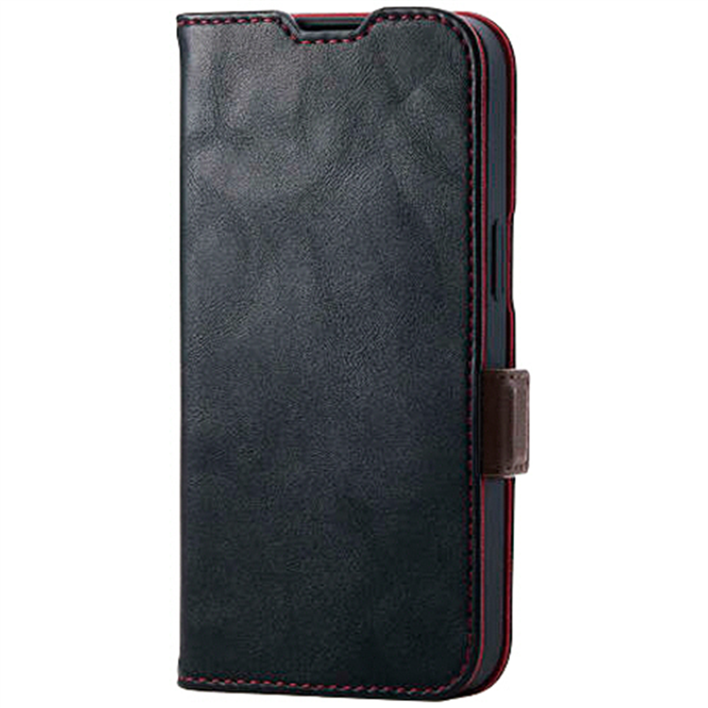 エレコム iPhone 16e ソフトレザーケース 磁石付 耐衝撃 ステッチ ブラック PM-A25SPLFYBK 1個（ご注文単位1個）【直送品】