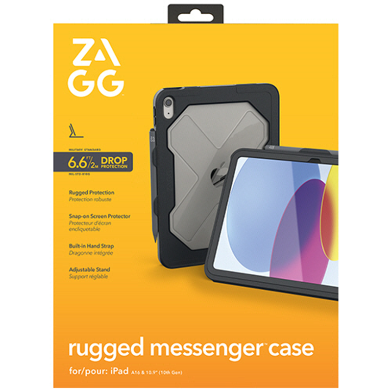ZAGG iPad/A16/第10世代用ケース Rugged Messenger チャコール 103114855 1個（ご注文単位1個）【直送品】