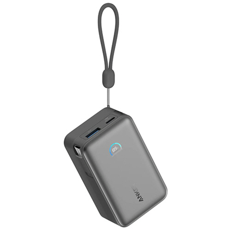 アンカージャパン モバイルバッテリー ANKER Nano Power Bank /10000mAh 45W 巻取り式 USB-Cケーブル ブラック A1638N11 1個（ご注文単位1個）【直送品】
