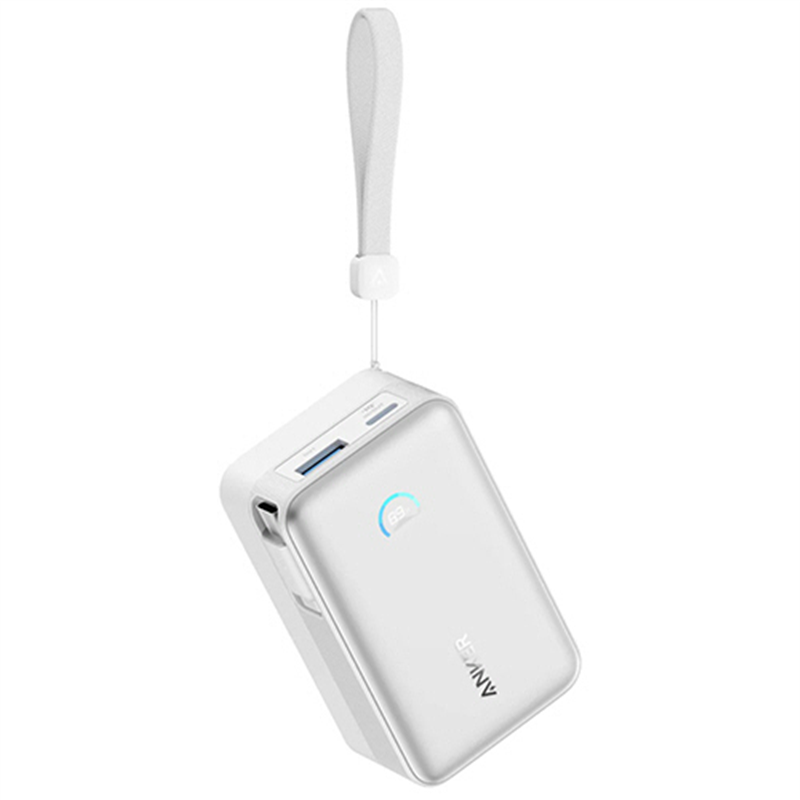 アンカージャパン モバイルバッテリー ANKER Nano Power Bank /10000mAh 45W 巻取り式 USB-Cケーブル ホワイト A1638N21 1個（ご注文単位1個）【直送品】