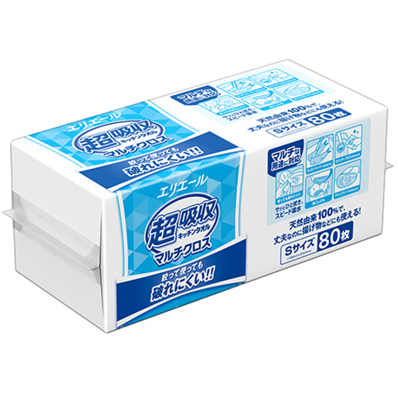 大王製紙 エリエール 超吸収キッチンタオル マルチクロス Sサイズ 80枚/1パック（ご注文単位1パック）【直送品】