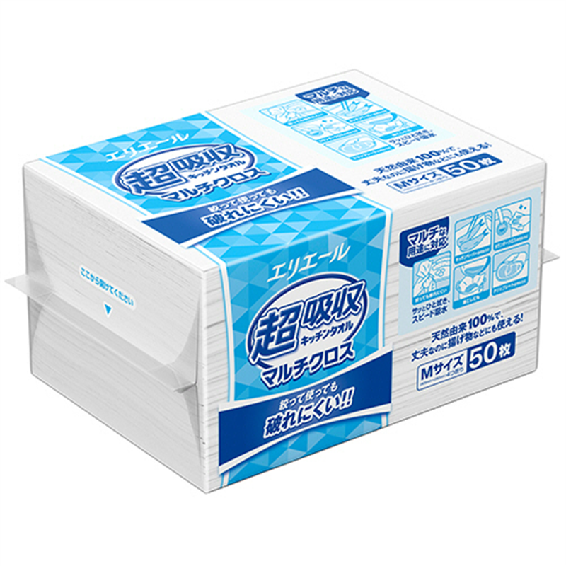 大王製紙 エリエール 超吸収キッチンタオル マルチクロス Mサイズ 50枚/1パック（ご注文単位1パック）【直送品】