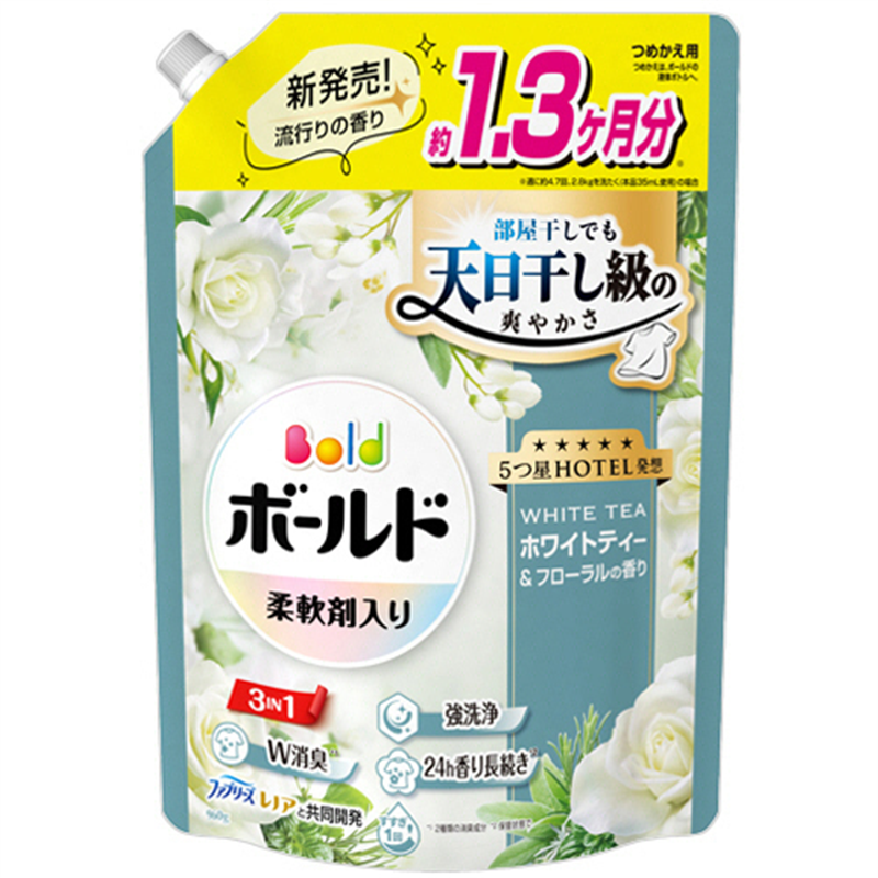 P&G ボールド ジェル ホワイトティー&フローラルの香り つめかえ用 超ジャンボ 960g 1パック（ご注文単位1パック）【直送品】