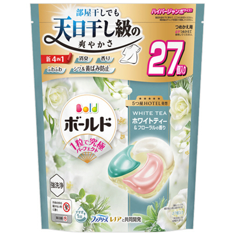 P&G ボールド ジェルボール4D 心弾けるホワイトティー&フローラルの香り つめかえ用 ハイパージャンボ 27個/1パック（ご注文単位1パック）【直送品】