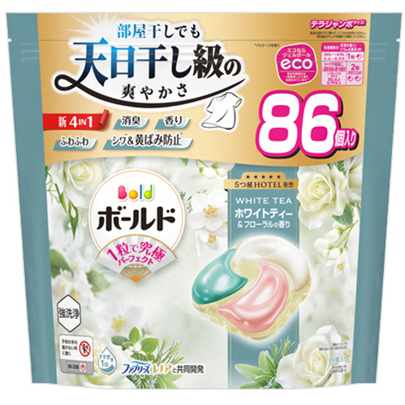 P&G ボールド ジェルボール4D 心弾けるホワイトティー&フローラルの香り つめかえ用 テラジャンボ 85個/1パック（ご注文単位1パック）【直送品】