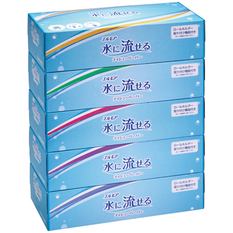カミ商事 エルモア 水に流せるティシューペーパー 160組/箱 60個/1セット（ご注文単位1セット）【直送品】
