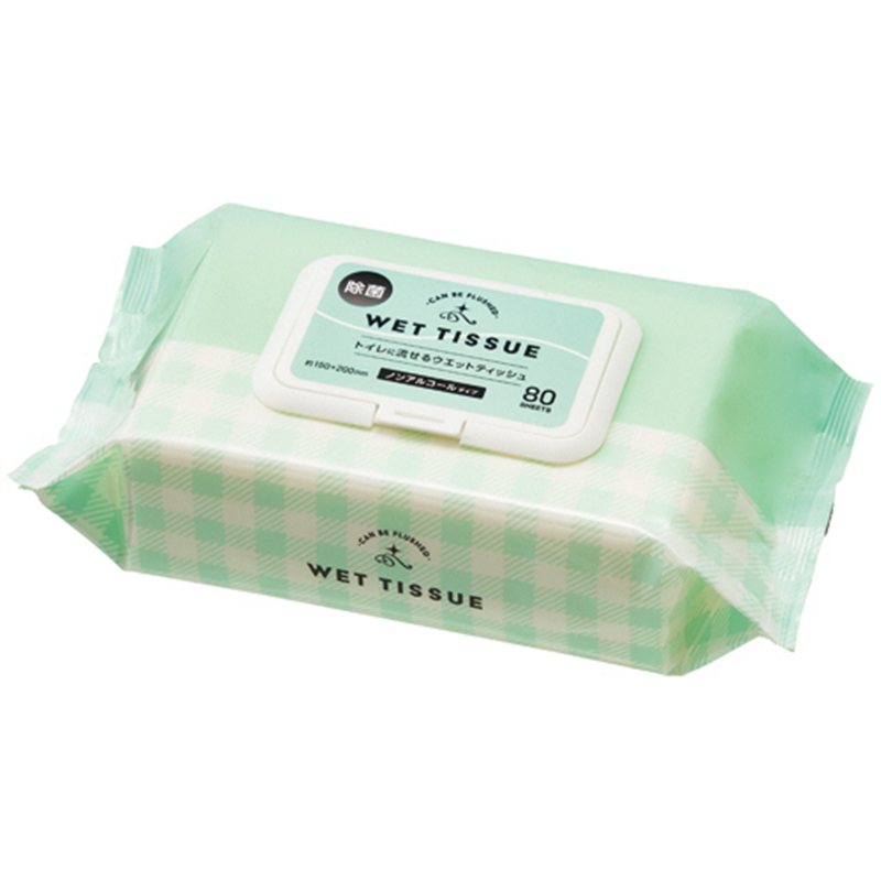 クラフトマン 除菌 トイレに流せるウエットティッシュ ノンアルコールタイプ WT-80 80枚/1パック（ご注文単位1パック）【直送品】