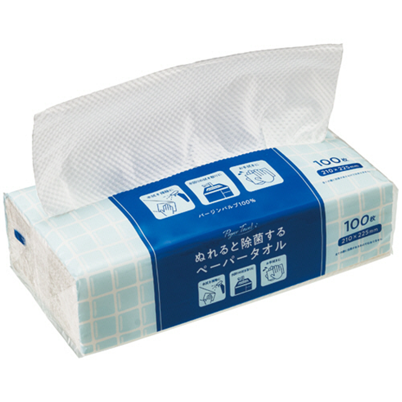 クラフトマン 濡れると除菌するペーパータオル PT-WET-100 100枚/パック（ご注文単位1パック）【直送品】