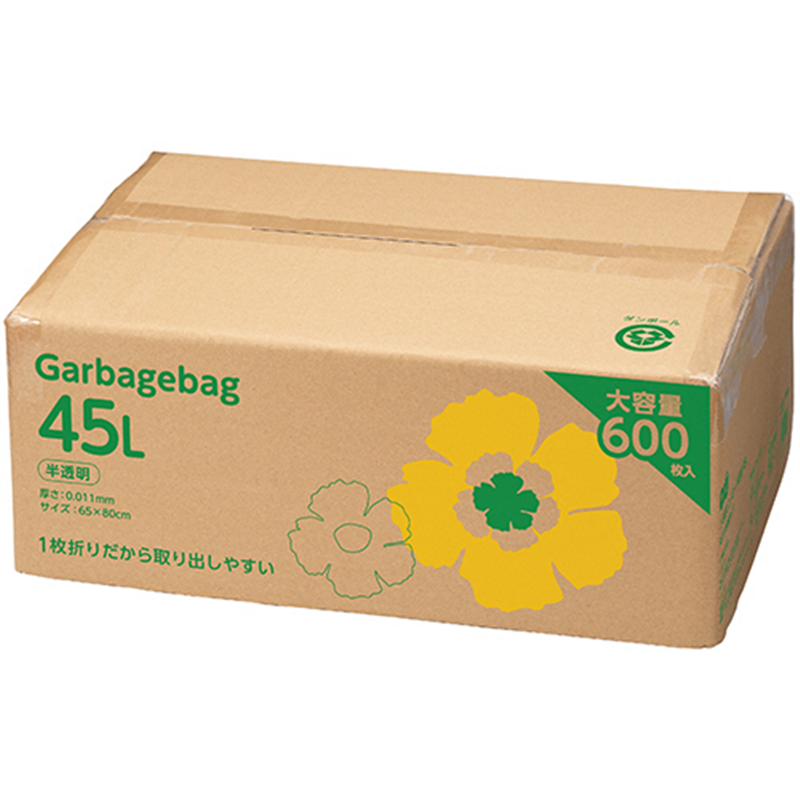 TANOSEE ゴミ袋エコノミー 大容量タイプ 半透明 45L 1箱/600枚/箱（ご注文単位1箱）【直送品】