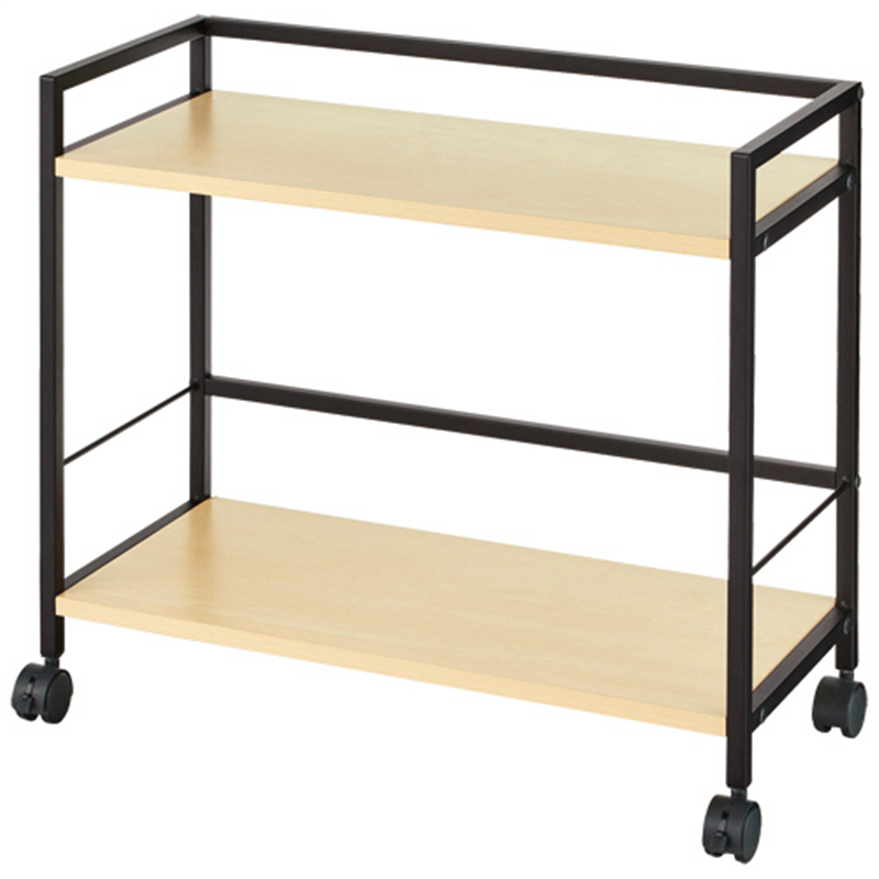 アスカ デスクワゴン ワイド 2段 木目ブラック DWG04BK 1台（ご注文単位1台）【直送品】