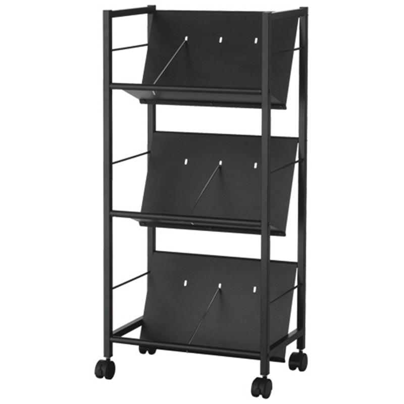 YAMAZEN ファイルラックワゴン スチールタイプ 3段 マットブラック MFRW-S3/MBK 1台（ご注文単位1台）【直送品】