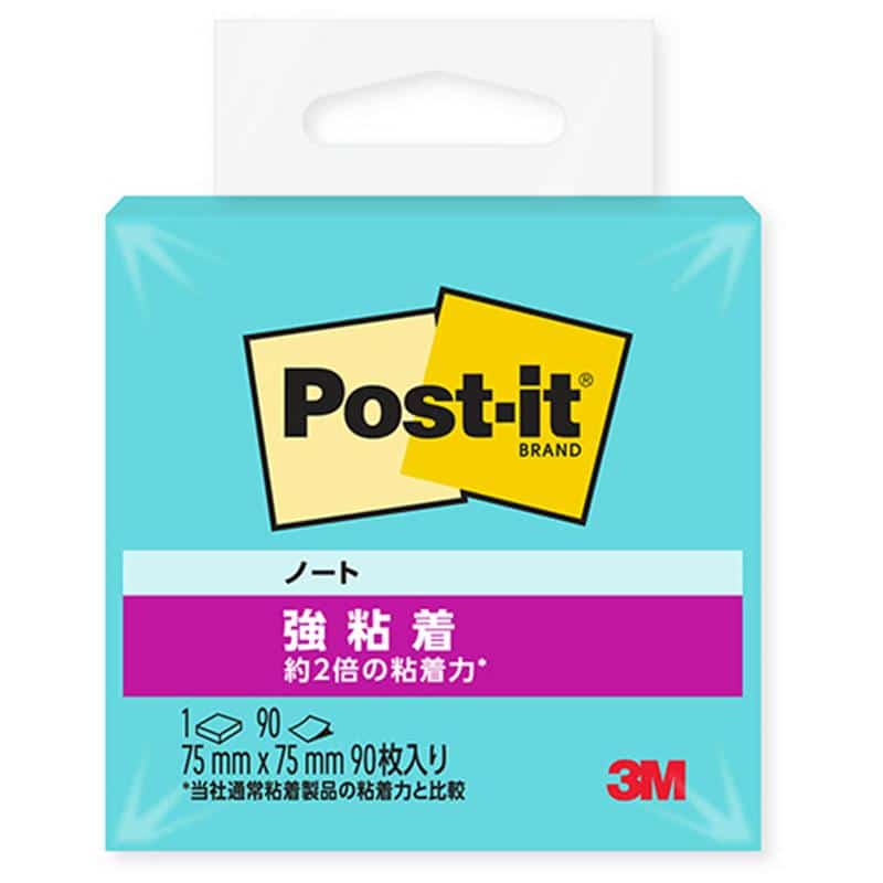 3M ポスト・イット 強粘着ノート 75×75mm アクアスプラッシュ 654SS-AQ 1冊 (ご注文単位1冊)【直送品】
