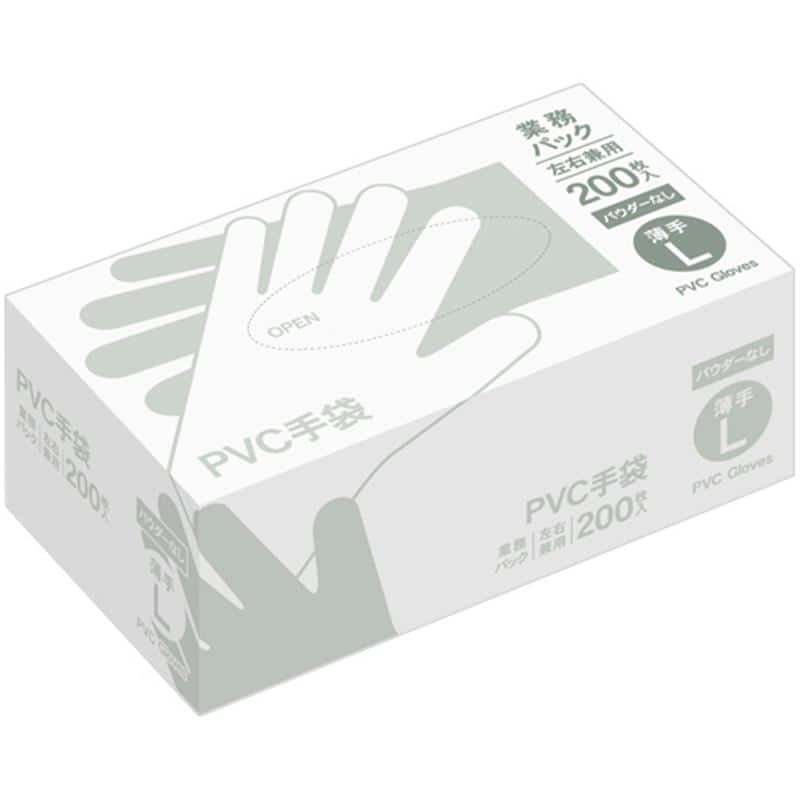 PVC手袋 業務パック パウダーなし L PVF38LD 1箱(200枚) （ご注文単位1箱）【直送品】