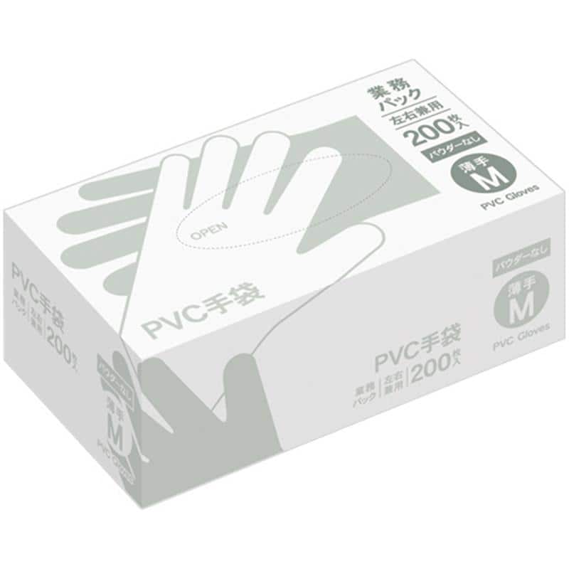 PVC手袋 業務パック パウダーなし M PVF38MD 1箱(200枚) （ご注文単位1箱）【直送品】