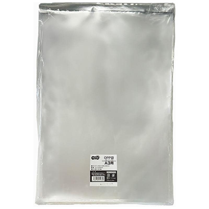 TANOSEE OPP袋 フタ・テープ付 A3用 310×430+40mm 1セット(1000枚:500枚×2パック) （ご注文単位1セット）【直送品】