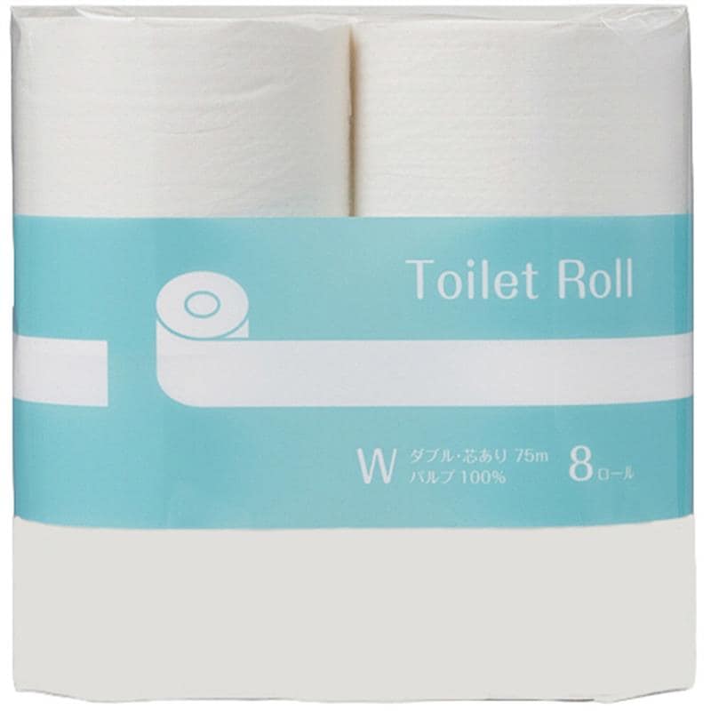 TANOSEE パルプトイレットロールスタンダード ダブル 75m 1パック(8ロール) （ご注文単位1パック）【直送品】