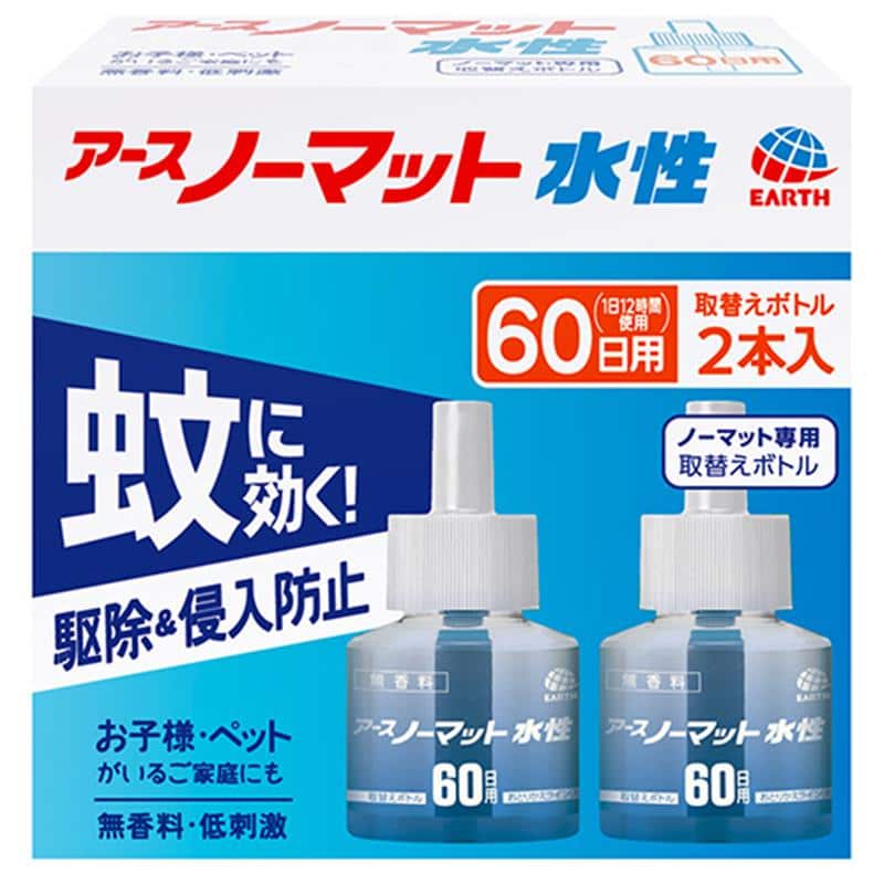 アース製薬 アースノーマット 水性タイプ 取替えボトル 60日用 無香料 1パック(2本) (ご注文単位1パック)【直送品】
