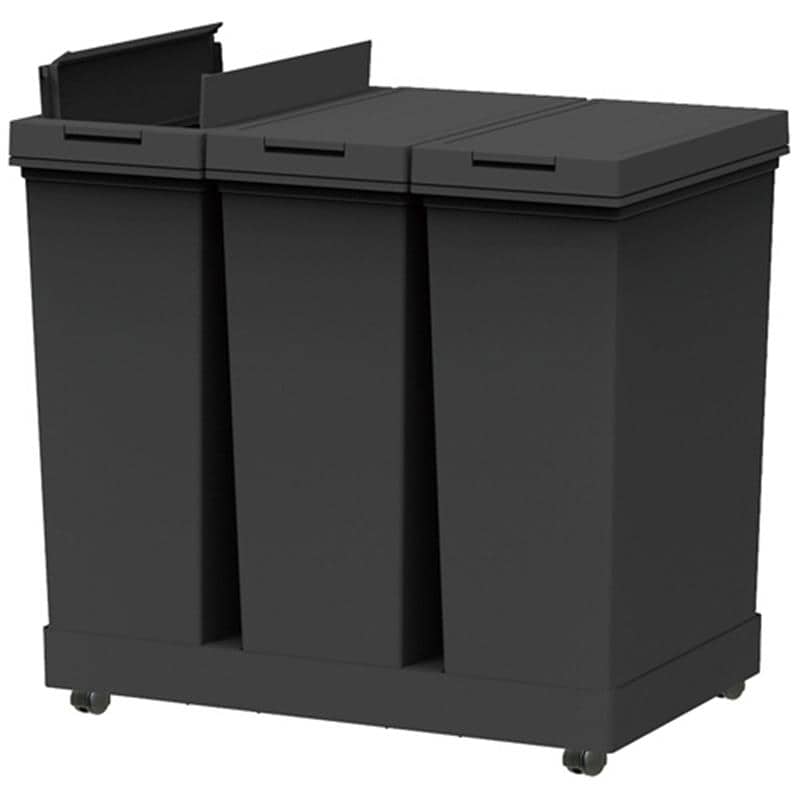 アスベル 棚下で使えるプッシュダストボックス3分別ワゴン (20L×3個) ブラック 1台 (ご注文単位1台)【直送品】