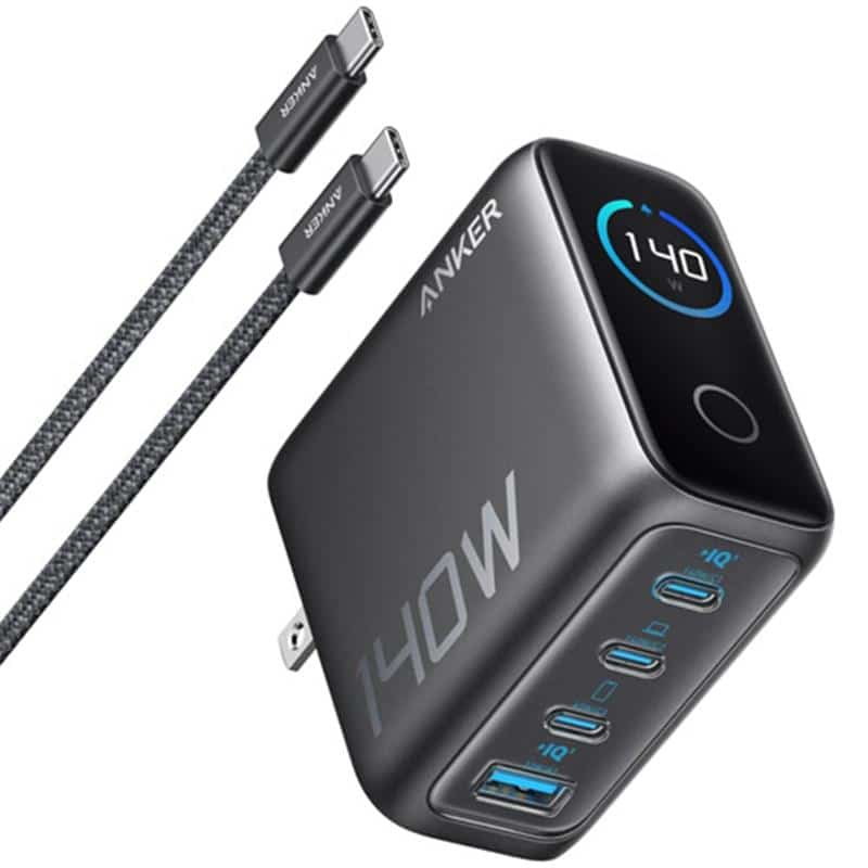 アンカージャパン 急速充電器 ANKER Charger(140W 4ポート)with USB-Cケーブル ダークグレー B2697NZ1 1個 （ご注文単位1個）【直送品】