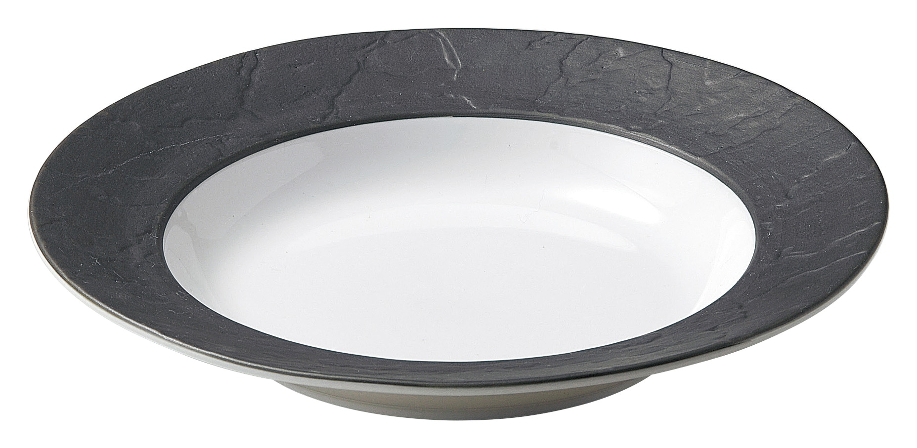 山万 グラウ゛ェール シャルボン 25.5cmリムスープボウル リムブラック 1個(ご注文単位1個)【直送品】