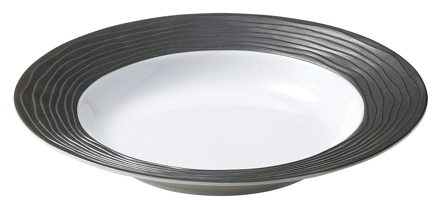 山万 グラウ゛ェール スワレ 25.5cmリムスープボウル リムブラック 1個(ご注文単位1個)【直送品】