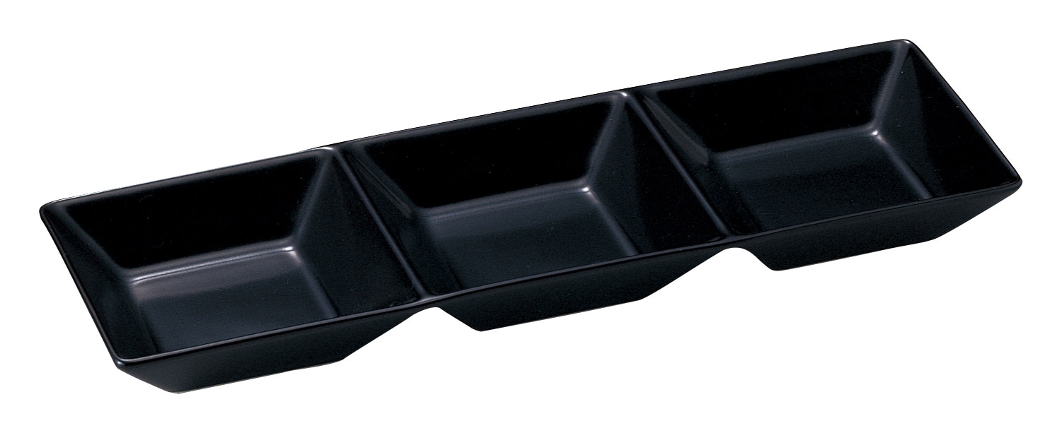山万 スクエアー　マットブラック　3連深皿 1個（ご注文単位1個）【直送品】