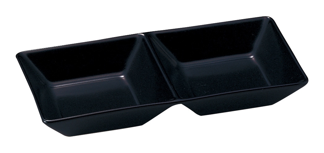 山万 スクエアー　マットブラック　2連深皿 1個（ご注文単位1個）【直送品】