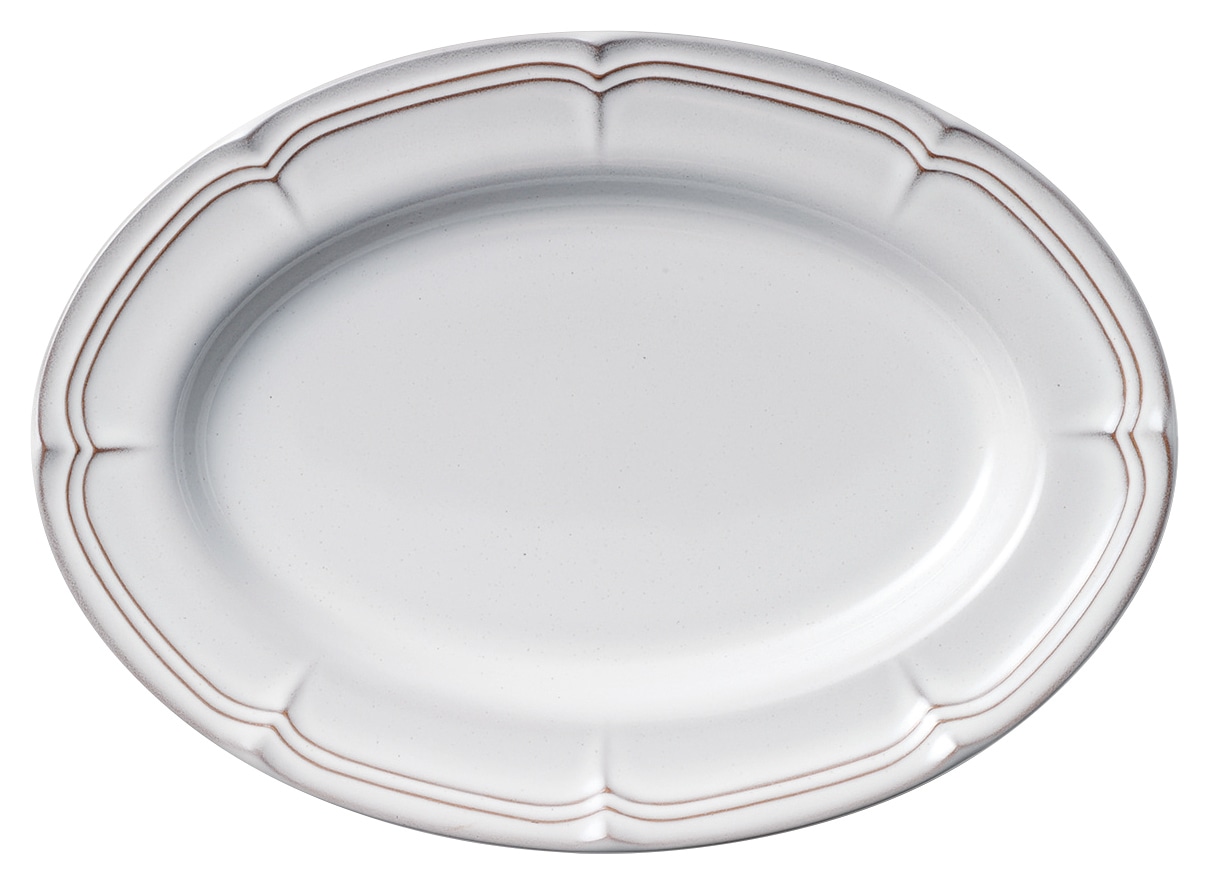 山万 ラフィネ　スモークホワイト　28.5cmオーバルプラター 1個（ご注文単位1個）【直送品】