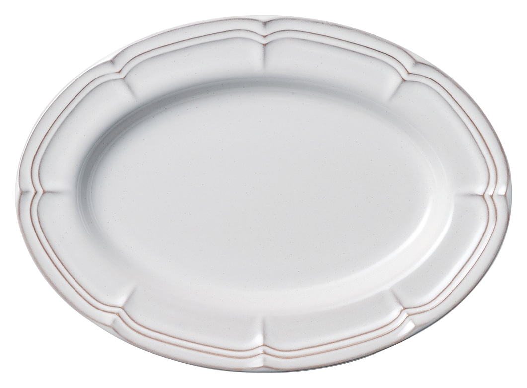 山万 ラフィネ　スモークホワイト　25cmオーバルプラター 1個（ご注文単位1個）【直送品】
