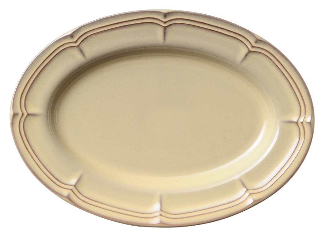 山万 ラフィネ　シナモンベージュ　25cmオーバルプラター 1個（ご注文単位1個）【直送品】