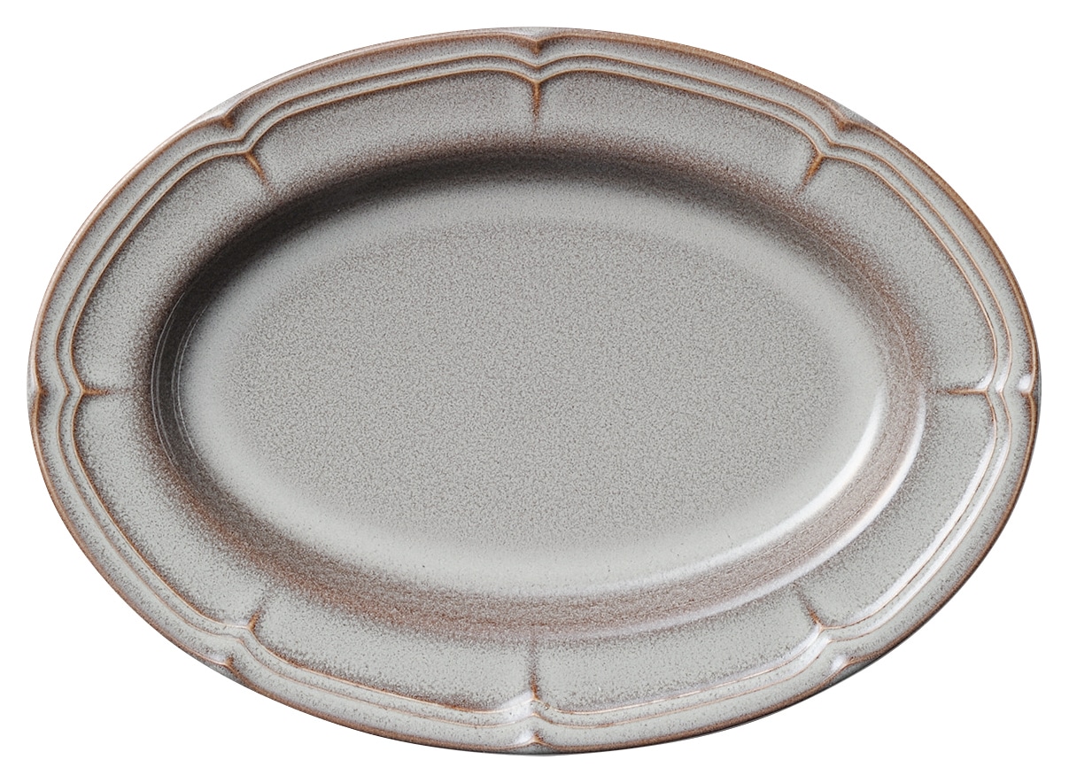 山万 ラフィネ　ストームグレー　28.5cmオーバルプラター 1個（ご注文単位1個）【直送品】