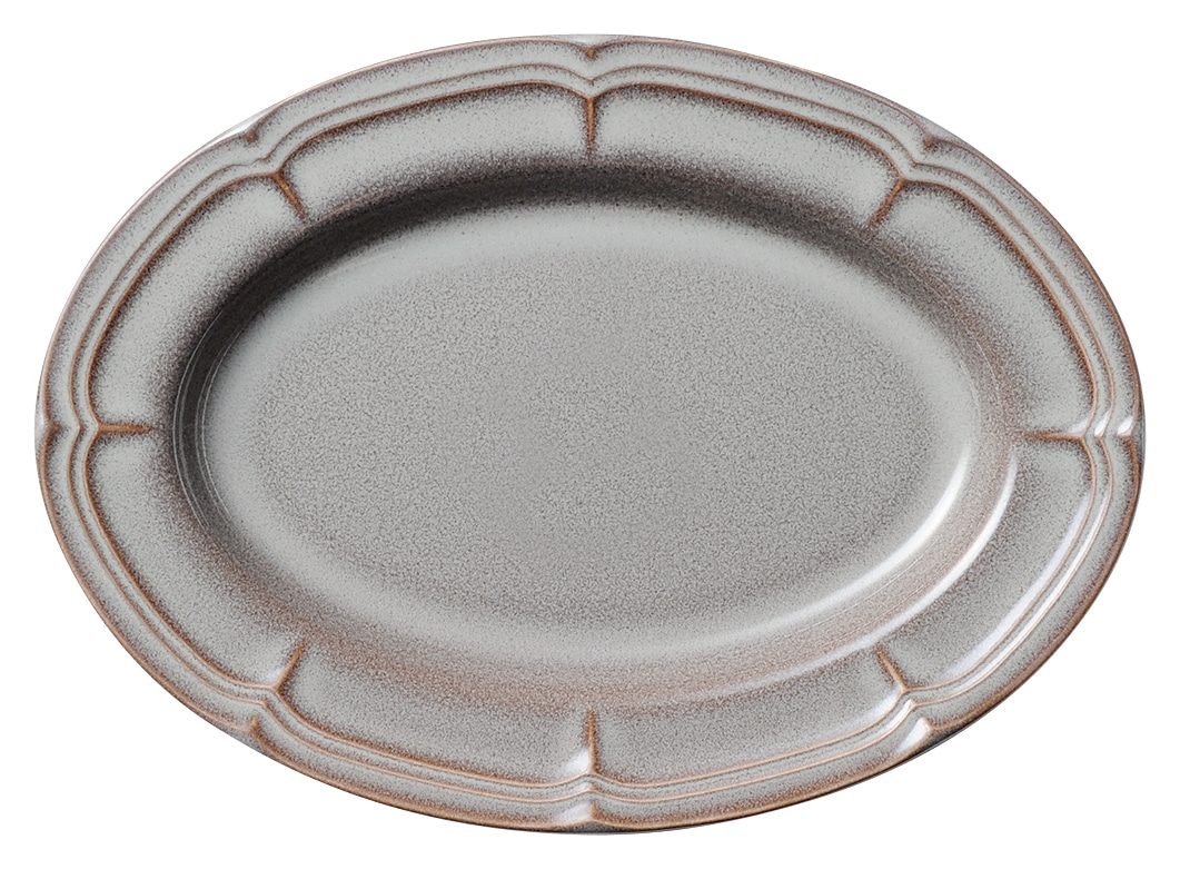 山万 ラフィネ　ストームグレー　25cmオーバルプラター 1個（ご注文単位1個）【直送品】